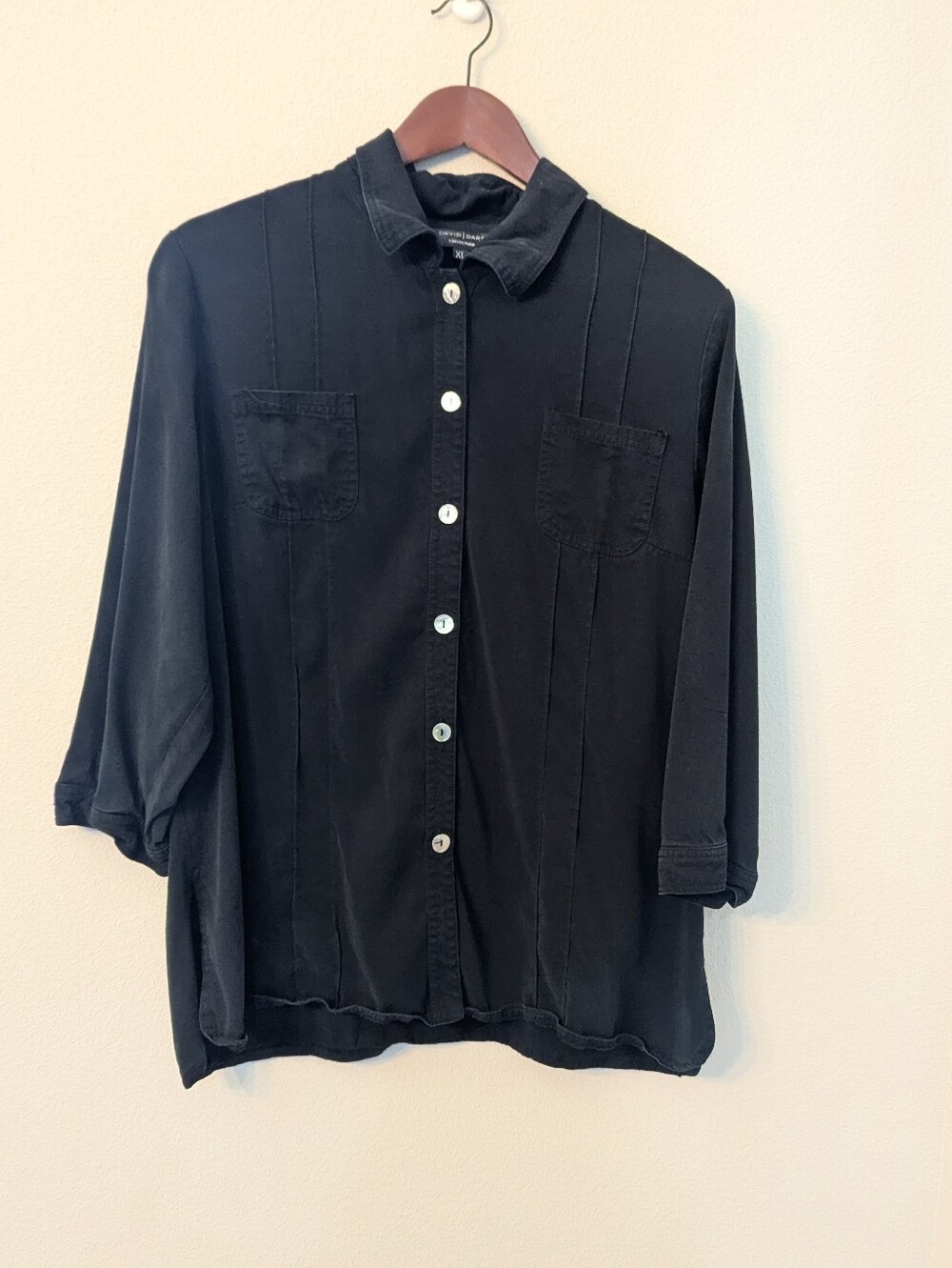 David Dart Button Up Black Top
